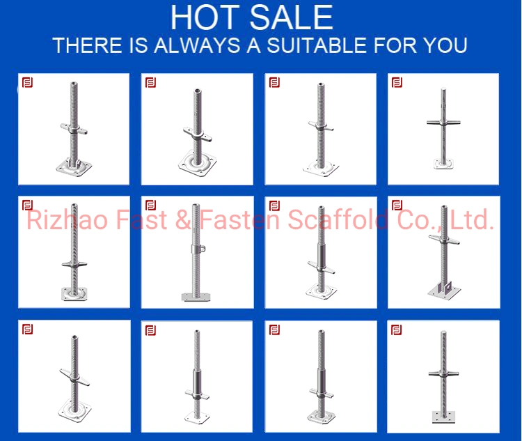 Scaffold Adjustable Screws Jack with Base Plate Made in China Hot Dipped Galvanized Steel Scaffolding Jack Base