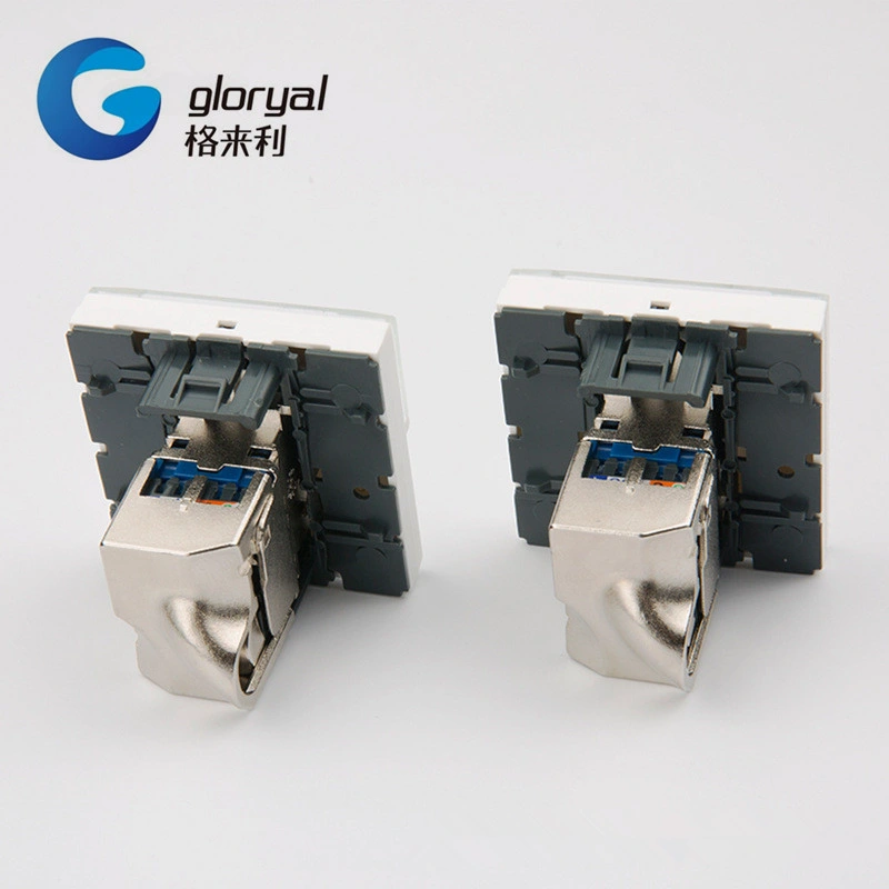 76566 French Type for CAT6 Shield Keystone Jack Modular RJ45 Connector France Jack with Black Base STP